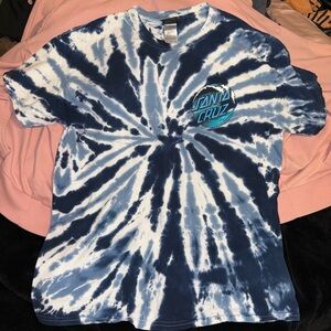 Liquid Blue Spiral Tie-Dye T-Shirt - Navy and White